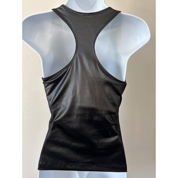 Bebe Sport Vintage Tank Top M Y2K Faux Leather Liquid Look Racerback Made in USA - Picture 3 of 13